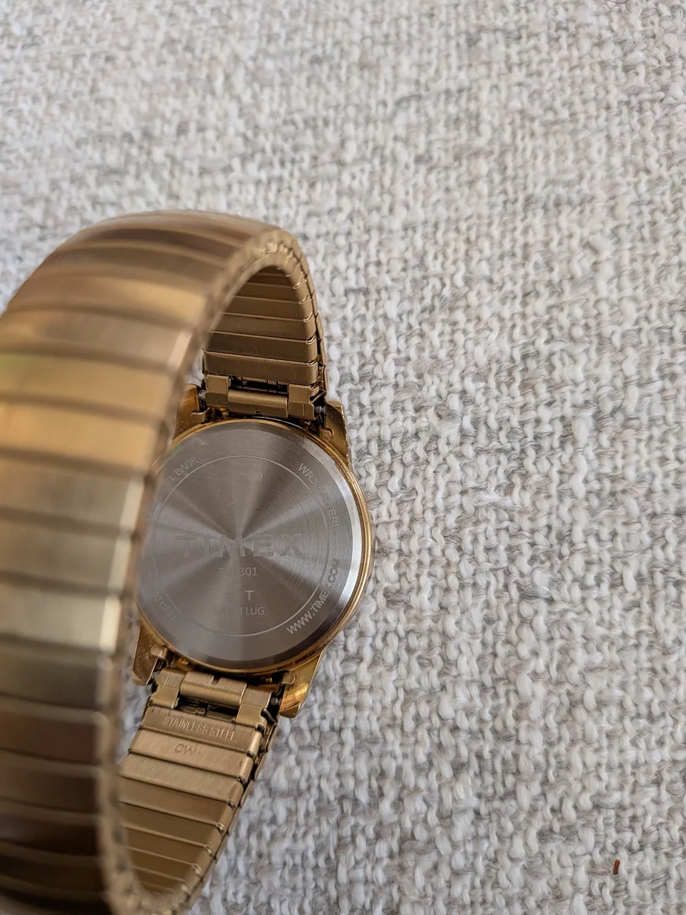 Timex Gold Tone Indiglo Watch with White Dial